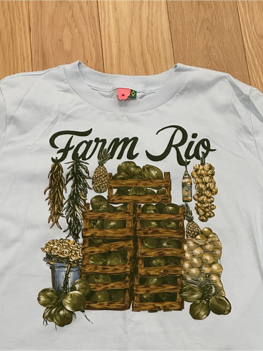 FARM Rio White Tee with Olive and Gold Produce Graphic - Picture 2 of 4